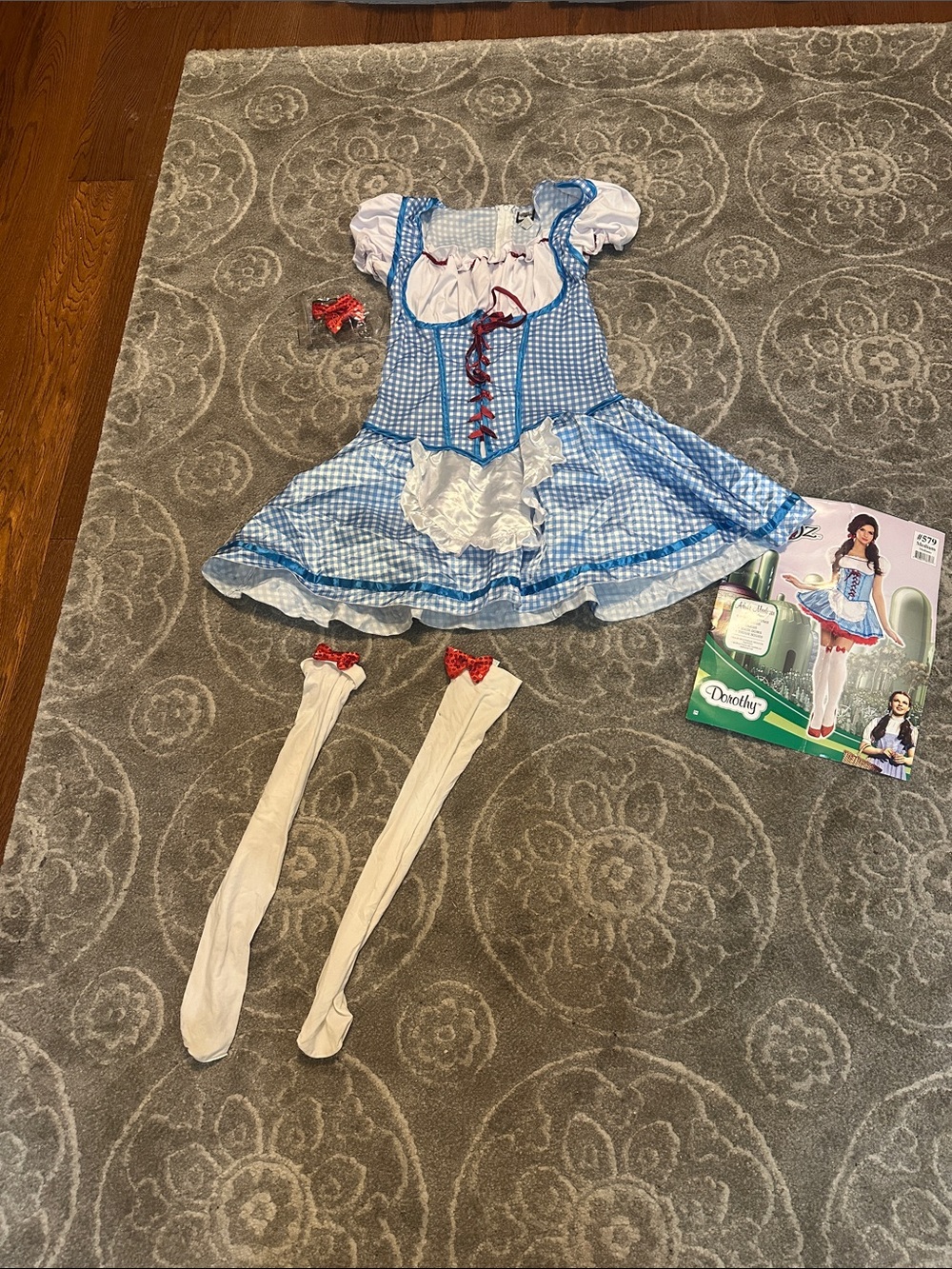 Leg Avenue Blue Gingham Dorothy-Style Girls' Costume with Red Accents